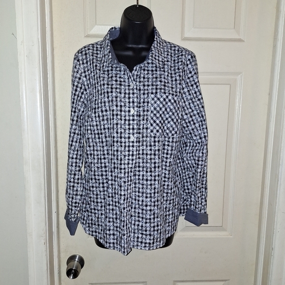Tommy Hilfiger checked floral button up blouse - Picture 1 of 5